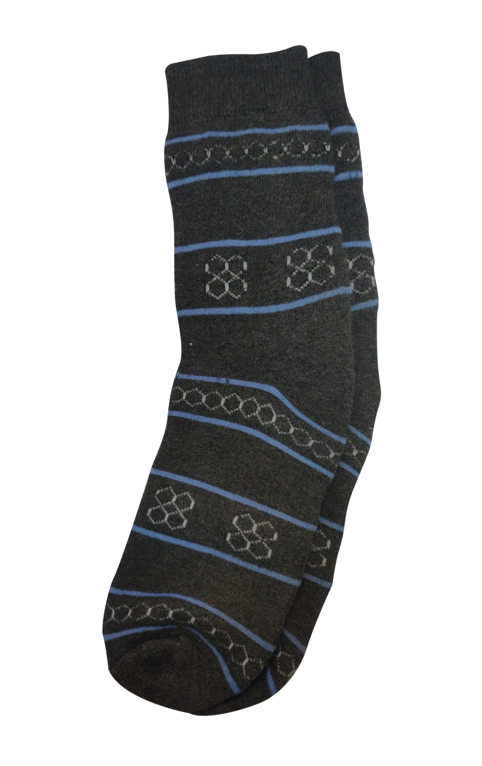 Men's Grey Color Socks with Blue Stripes