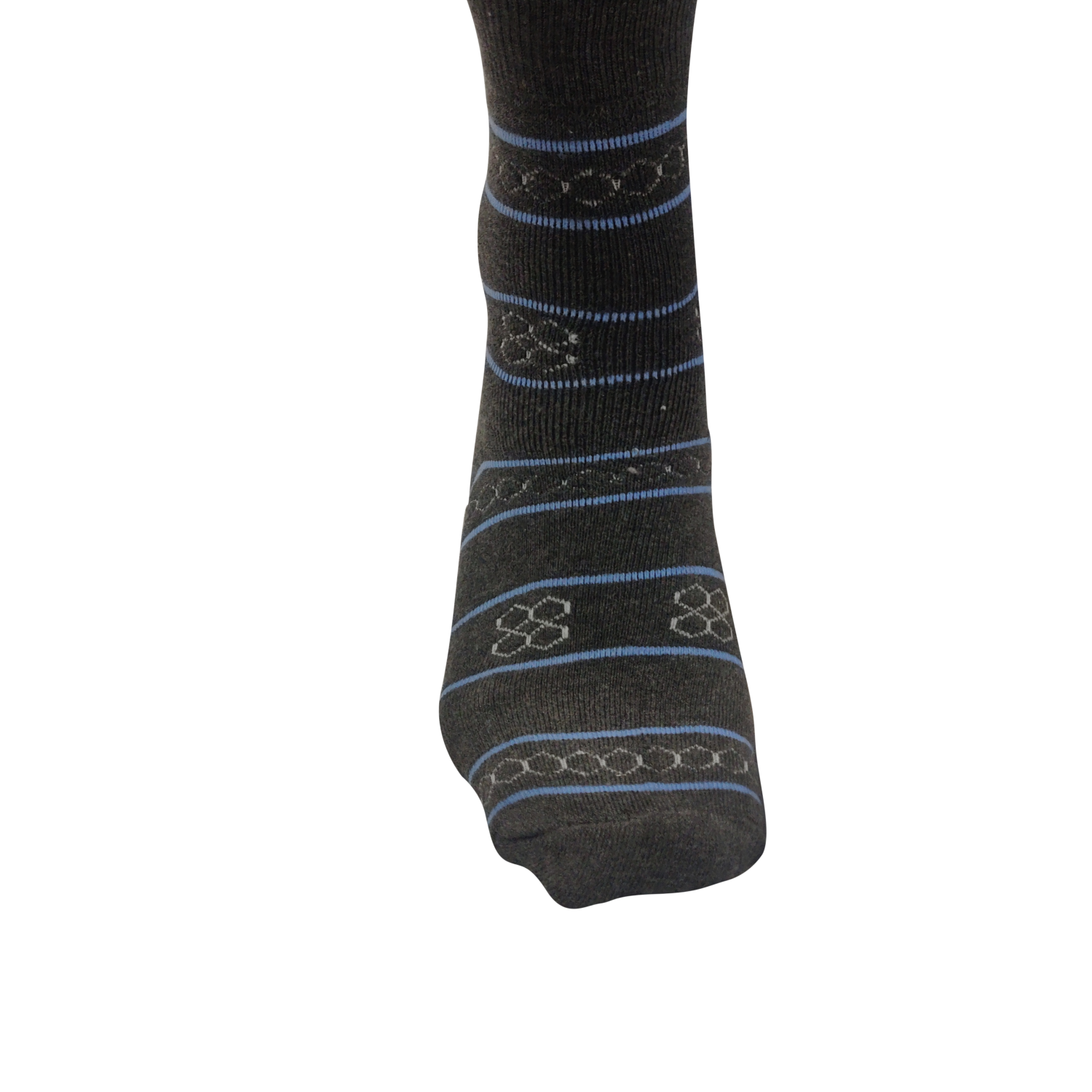 Men's Grey Color Socks with Blue Stripes