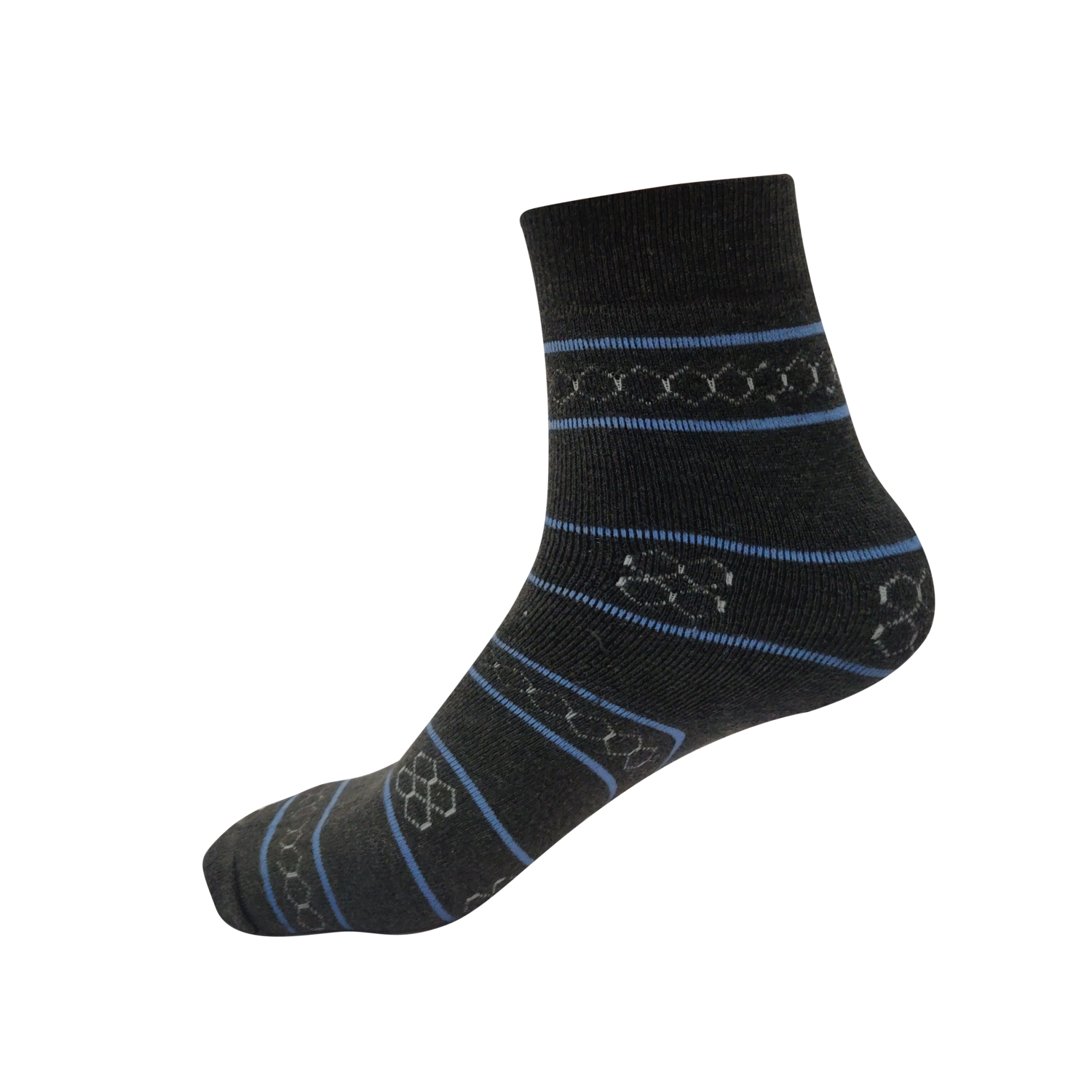 Men's Grey Color Socks with Blue Stripes