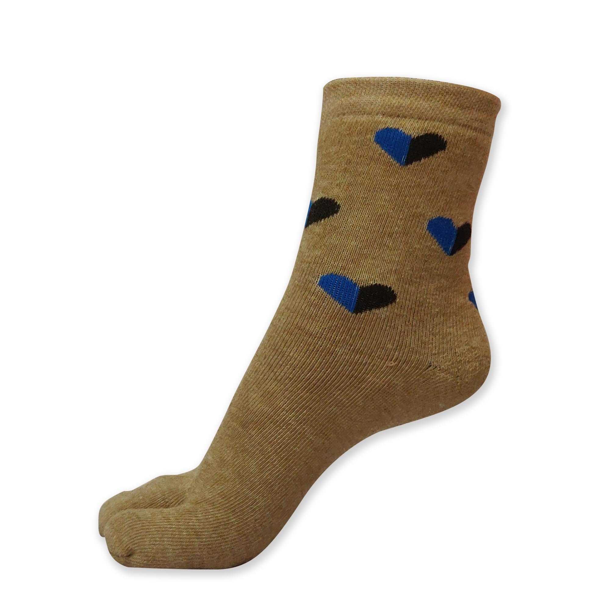 Beige Color Socks with Heart Pattern - Women Collection