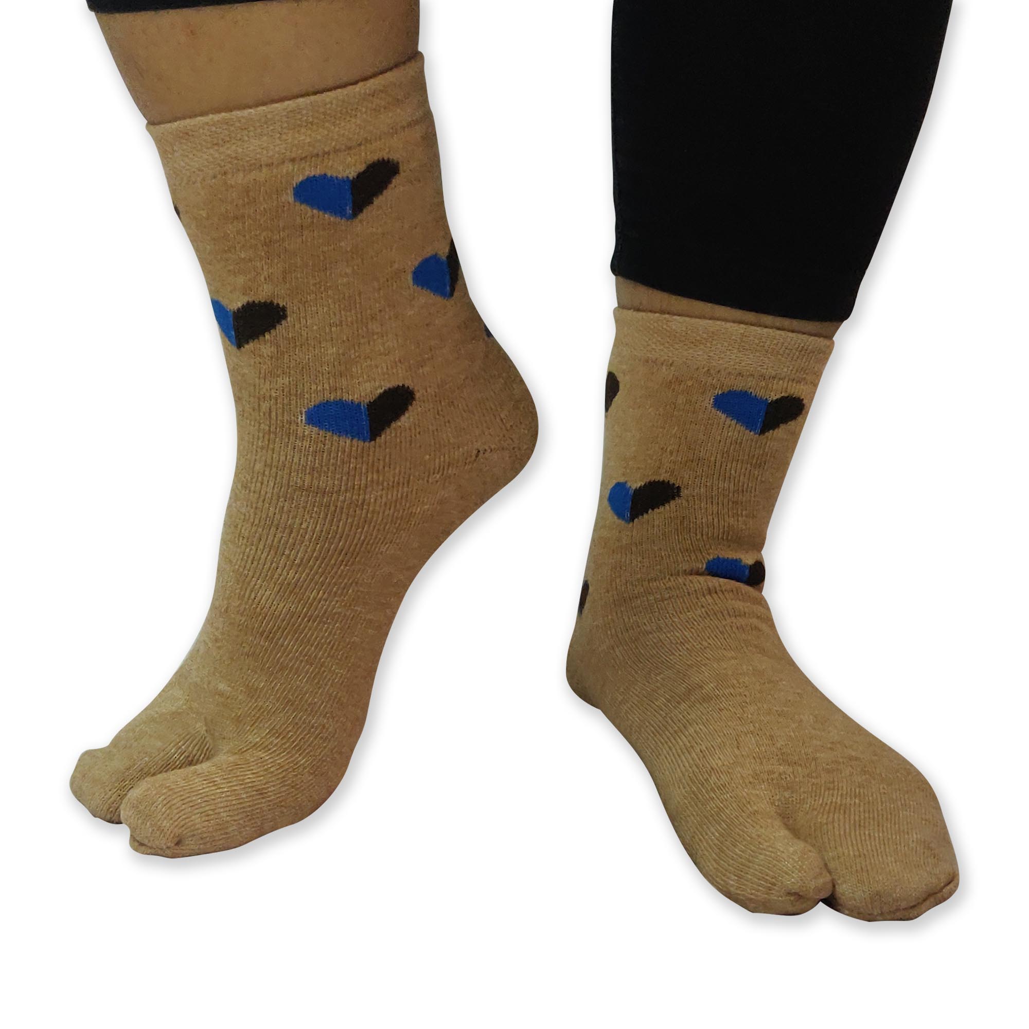 Beige Color Socks with Heart Pattern - Women Collection